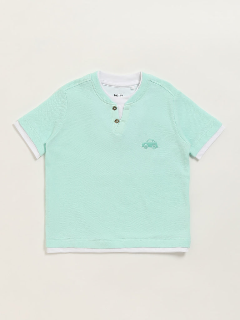 HOP Kids Mint Henley T-Shirt