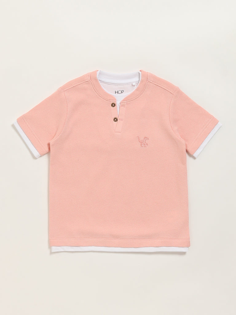 HOP Kids Pink Henley T-Shirt