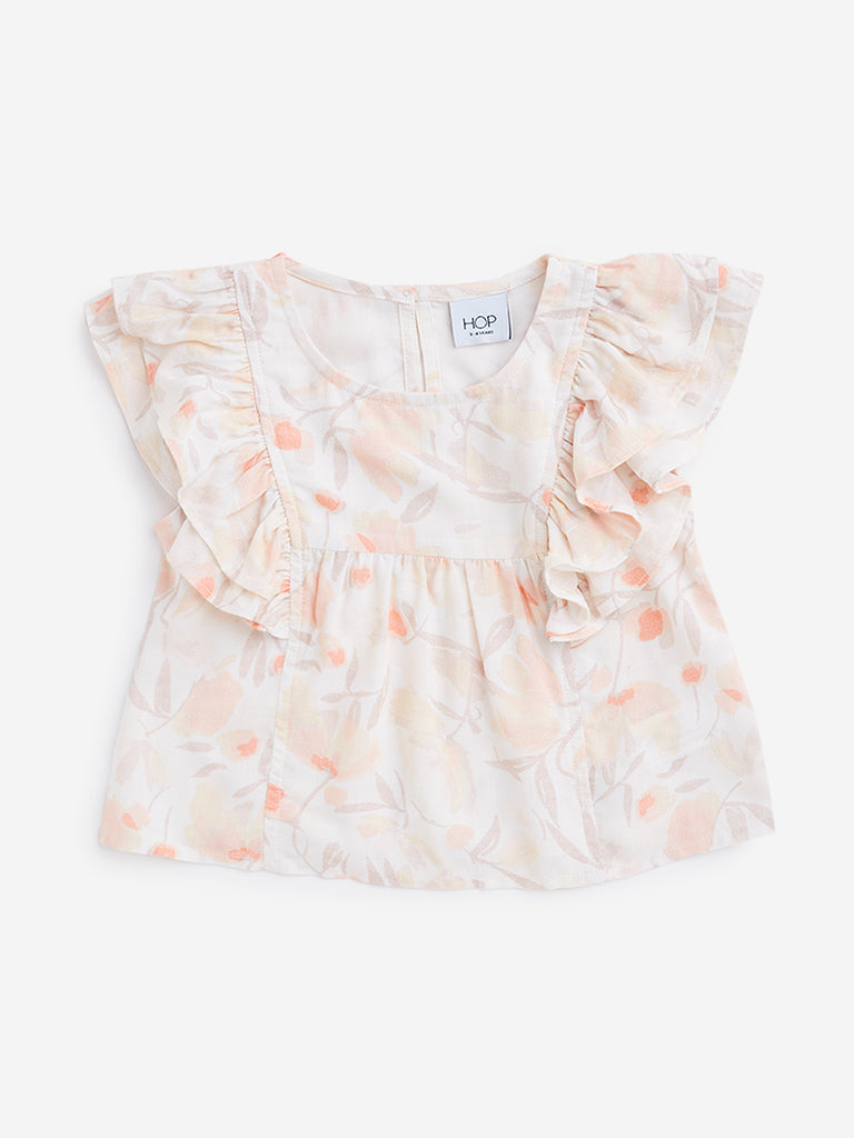 HOP Kids Light Peach Floral Pattern Top