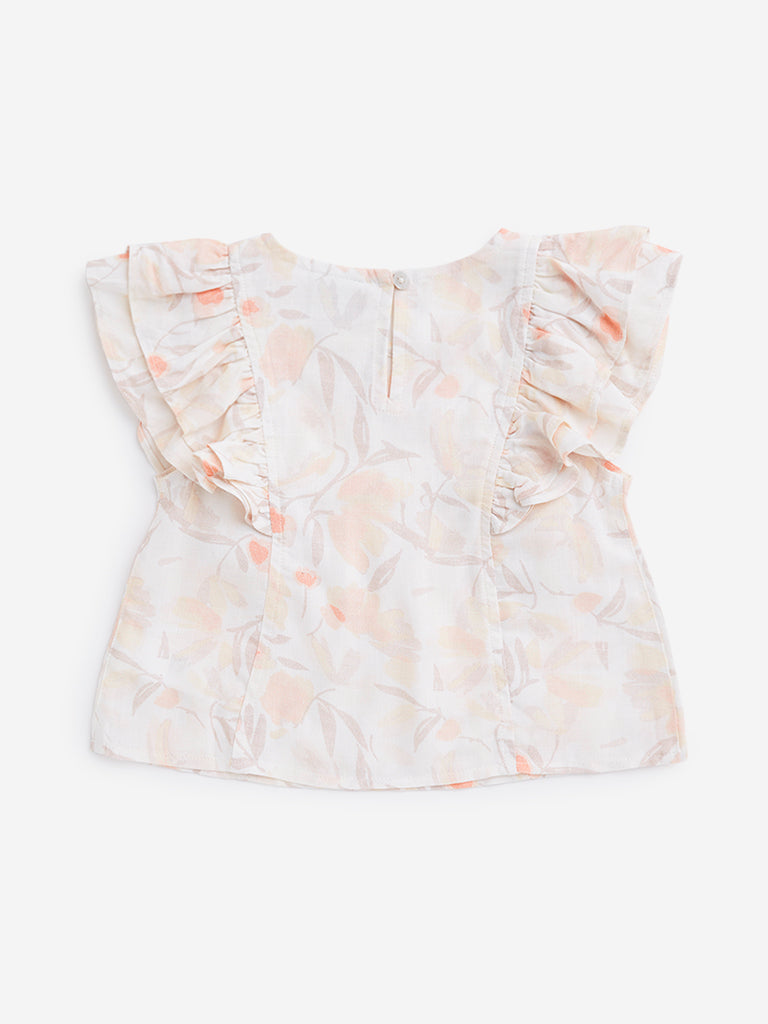 HOP Kids Light Peach Floral Pattern Top