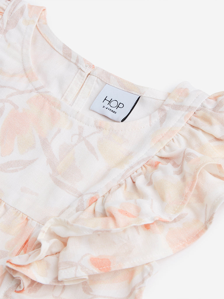 HOP Kids Light Peach Floral Pattern Top