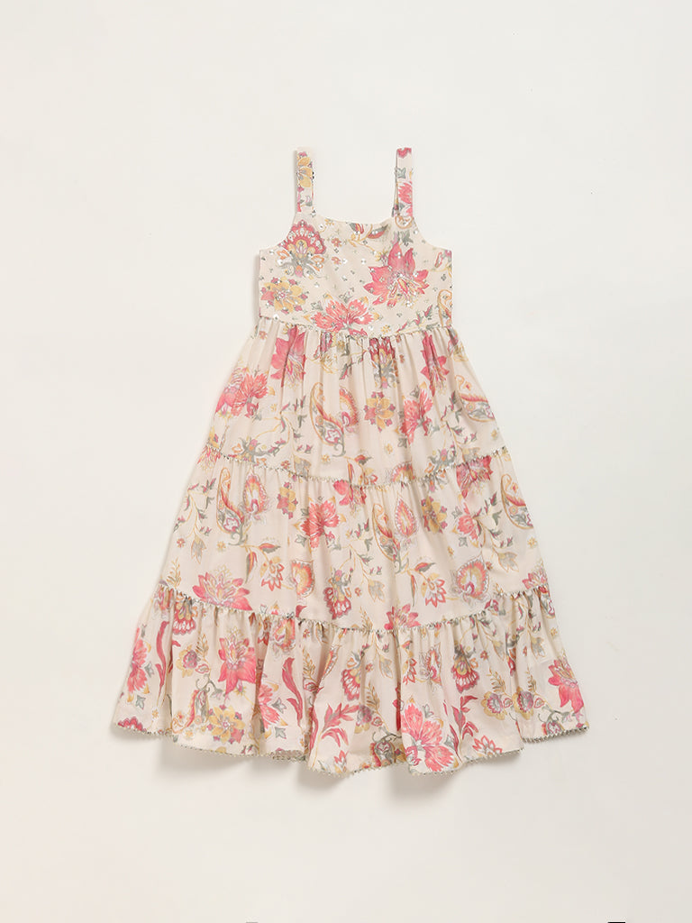 Utsa Kids Off-White Tiered Maxi Dress (2 - 8yrs)