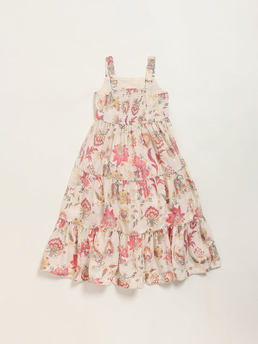 Utsa Kids Off-White Tiered Maxi Dress (2 - 8yrs)