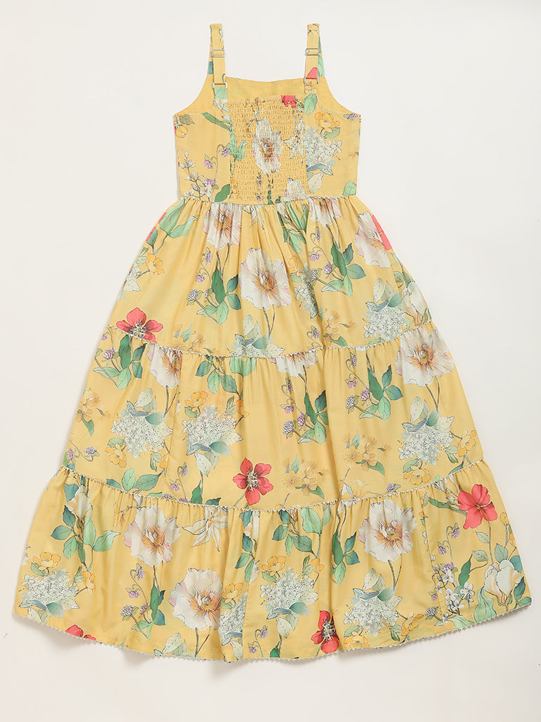 Utsa Kids Yellow Floral Strappy Dress (8 -14yrs)