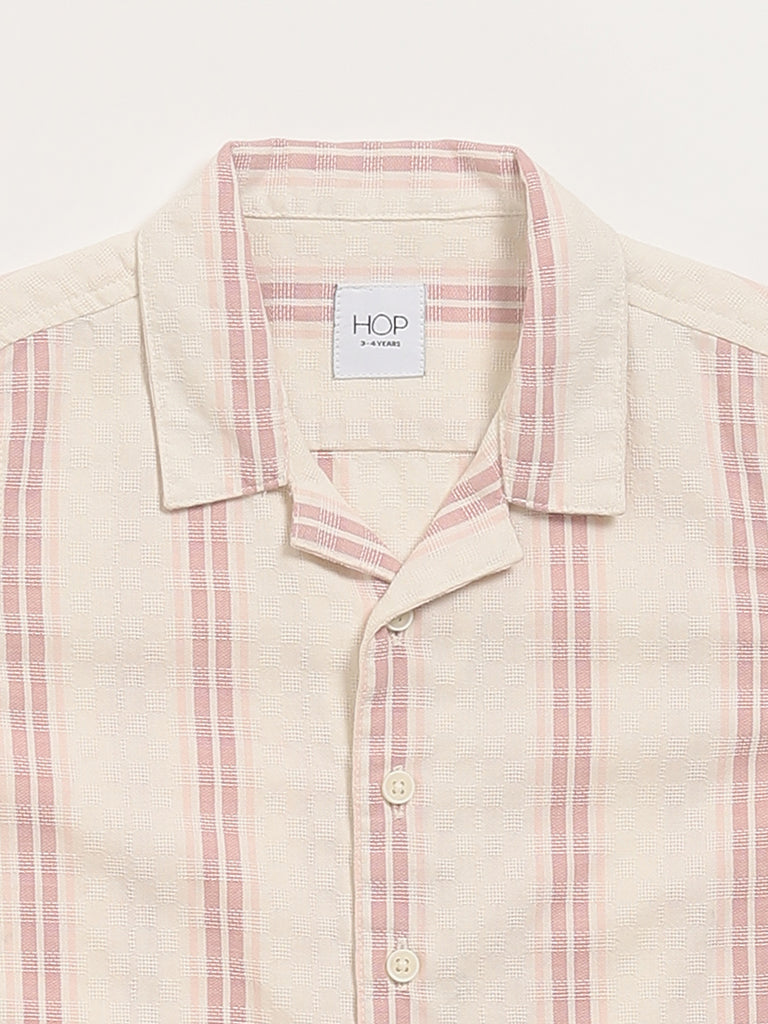 HOP Kids Dusty Pink Textured Short-Sleeved Shirt