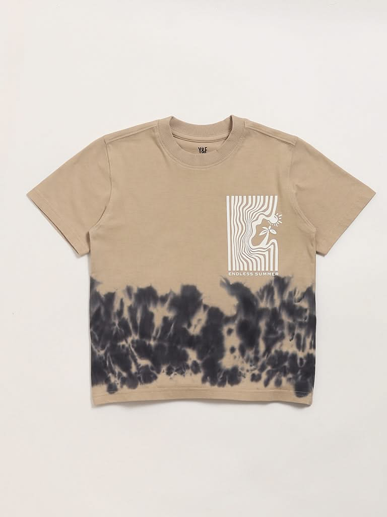 Y&F Kids Beige Tie-Dye T-Shirt