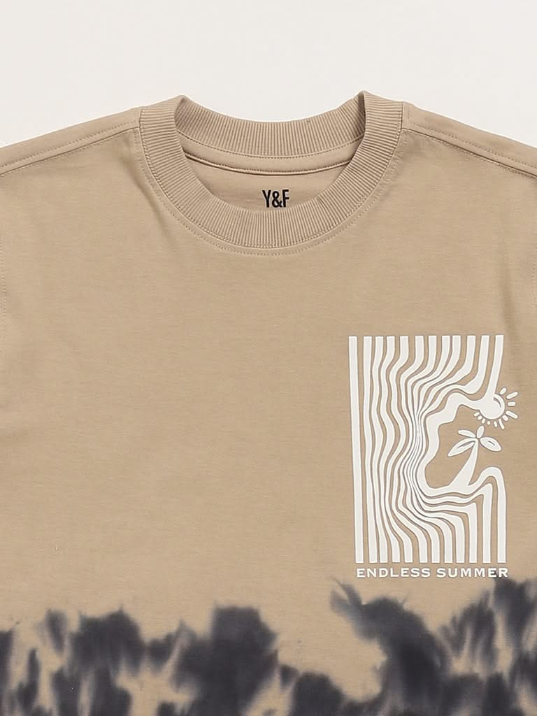 Y&F Kids Beige Tie-Dye T-Shirt