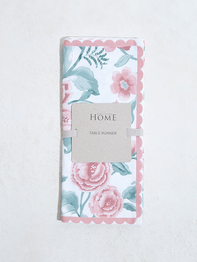 Westside Home Dusty Pink Oriental Floral Table Runner