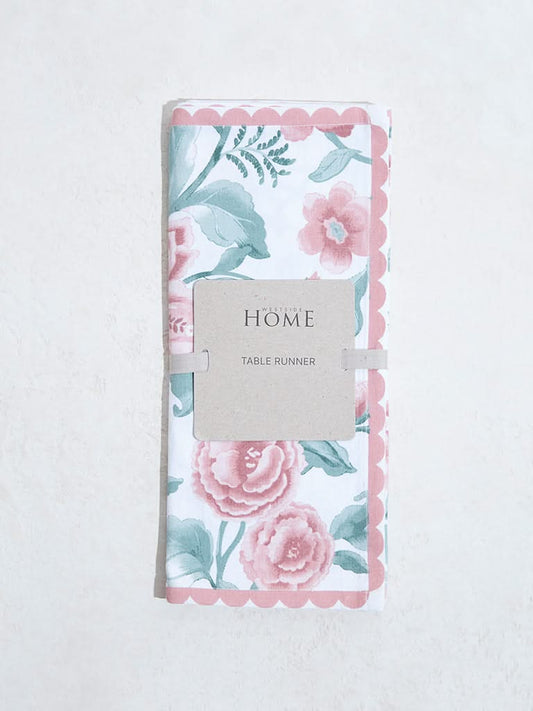 Westside Home Dusty Pink Oriental Floral Table Runner