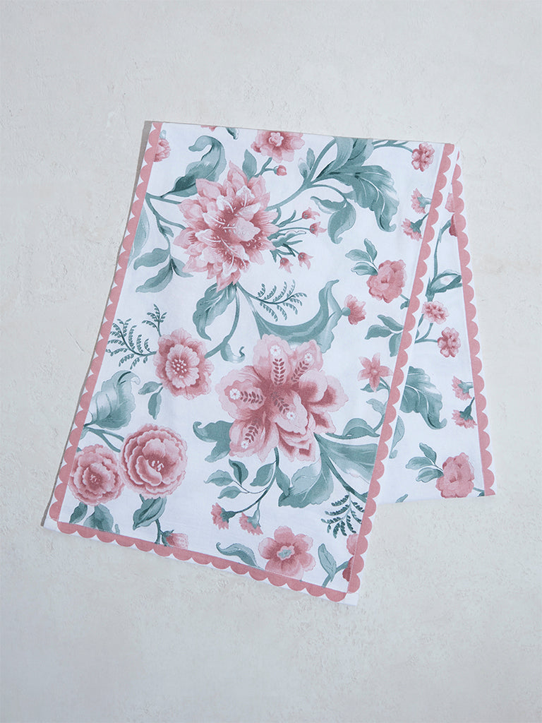 Westside Home Dusty Pink Oriental Floral Table Runner