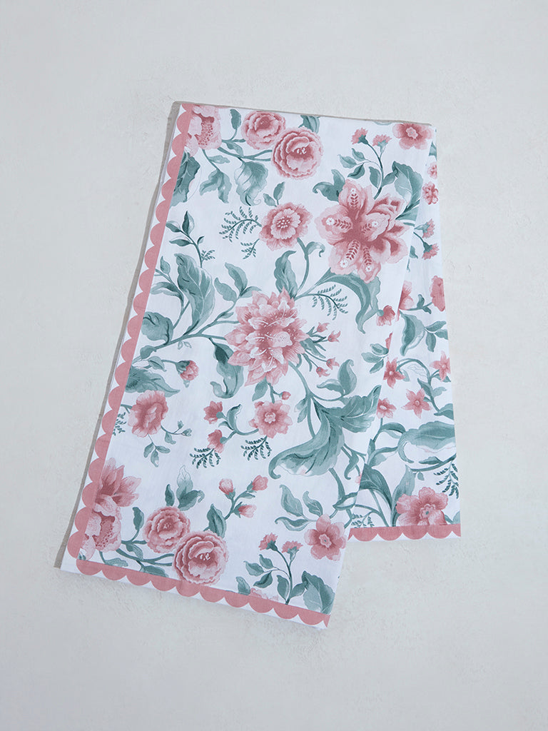 Westside Home Dusty Pink Oriental Floral Table Cloth