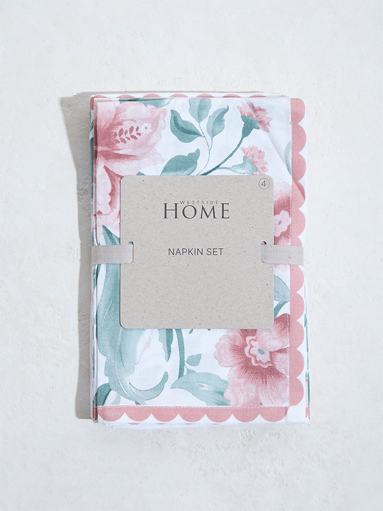 Westside Home Dusty Pink Floral Printed Napkins (Set of 4)