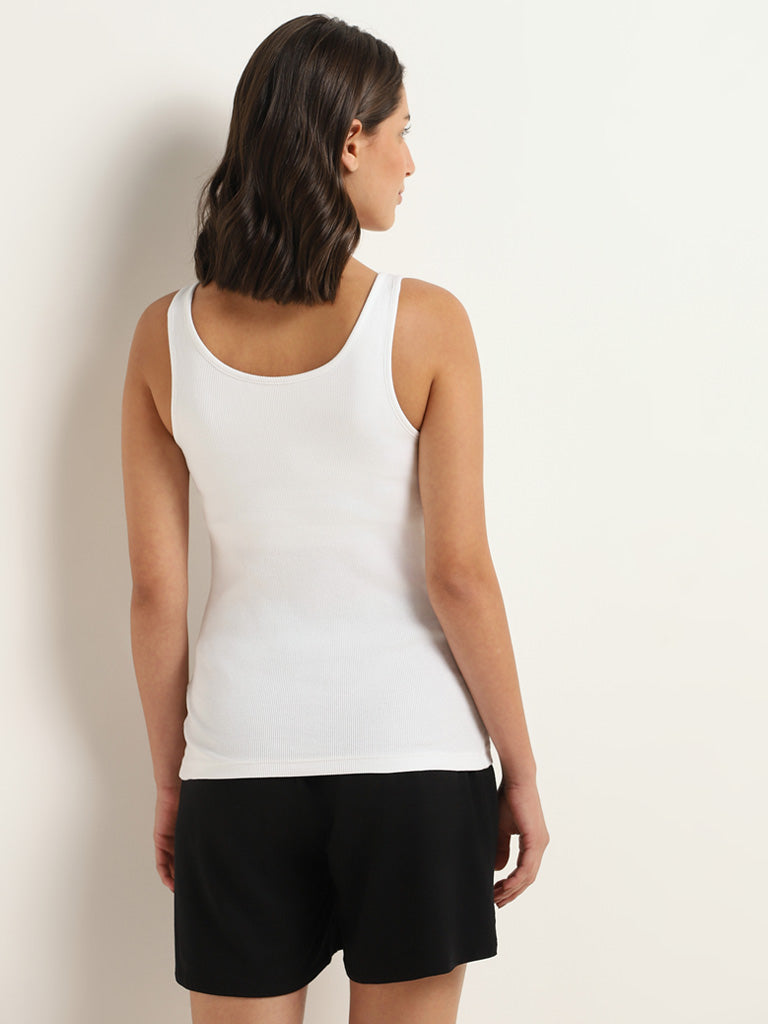 Wunderlove White Ribbed Camisole