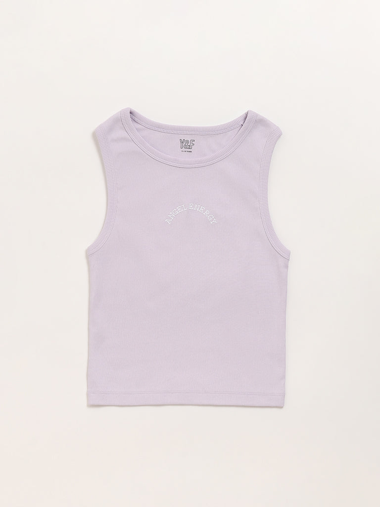 Y&F Kids Lilac Self-Striped Tank Top