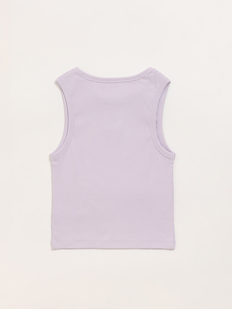 Y&F Kids Lilac Self-Striped Tank Top