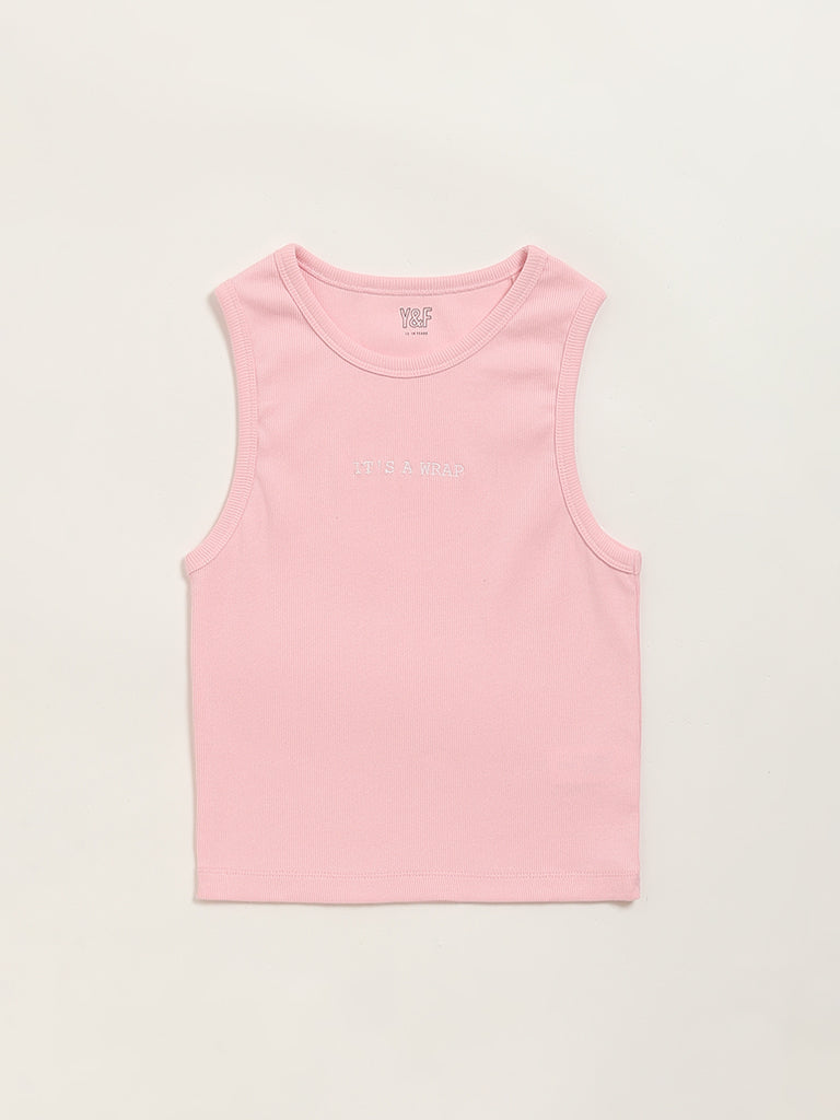 Y&F Kids Pink Self-Striped Tank Top