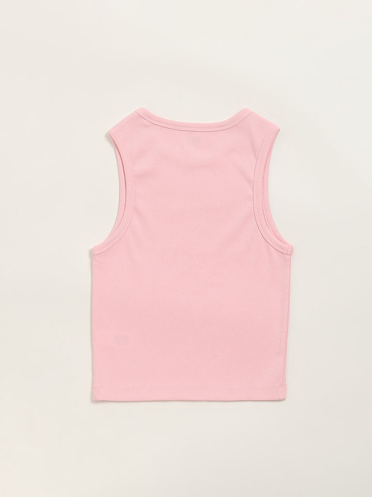 Y&F Kids Pink Self-Striped Tank Top