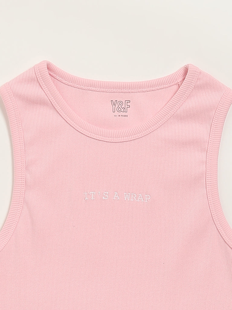 Y&F Kids Pink Self-Striped Tank Top