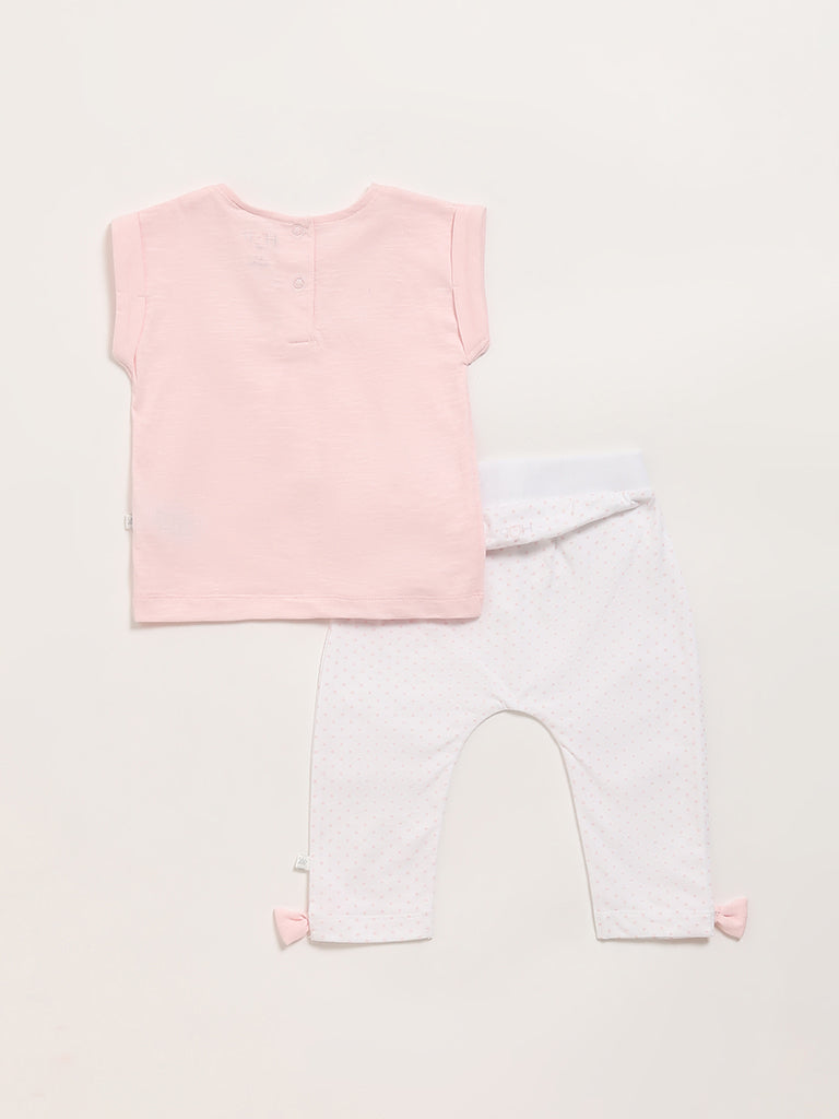 HOP Baby Pink T-Shirt with Pants Set