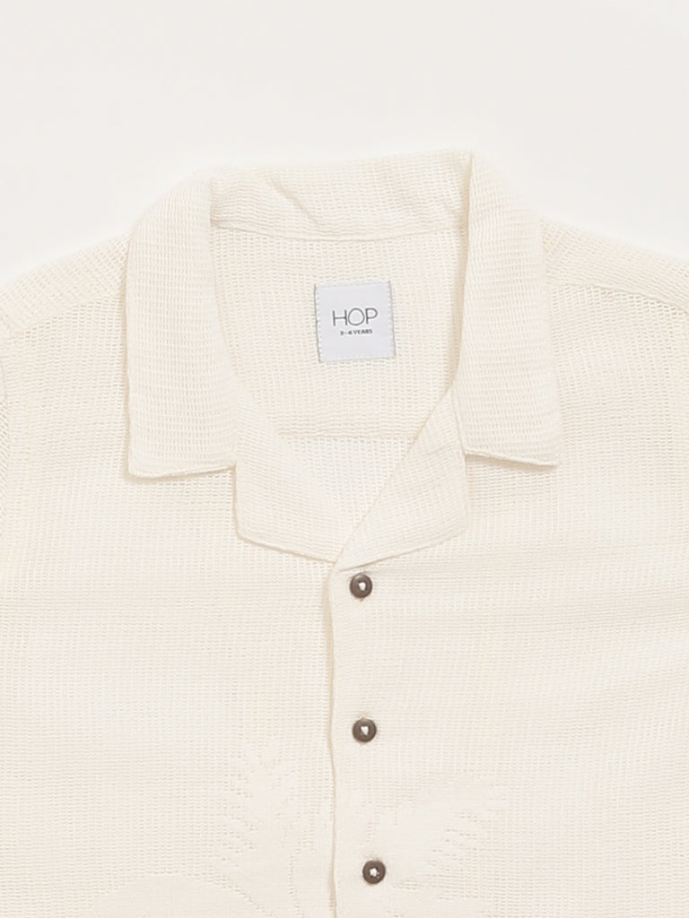 HOP Kids Off-White Patterned-Knit Resort Shirt