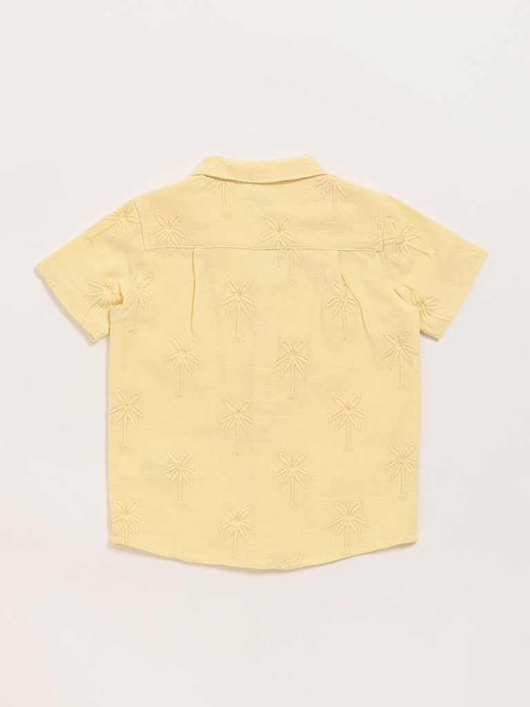 HOP Kids Yellow Patterned-Knit Resort Shirt