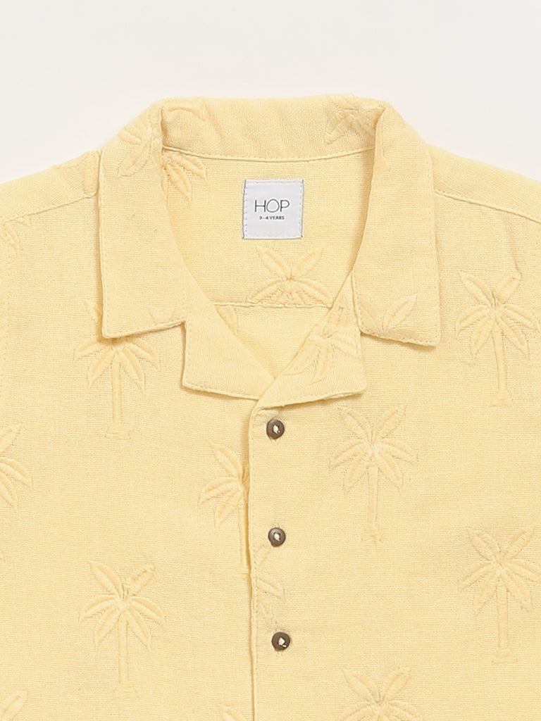 HOP Kids Yellow Patterned-Knit Resort Shirt