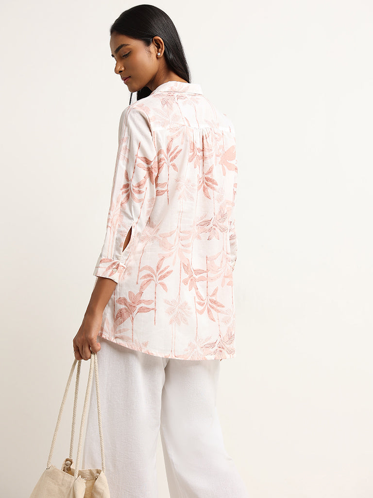 Utsa Peach Leaf Printed Cotton Tunic