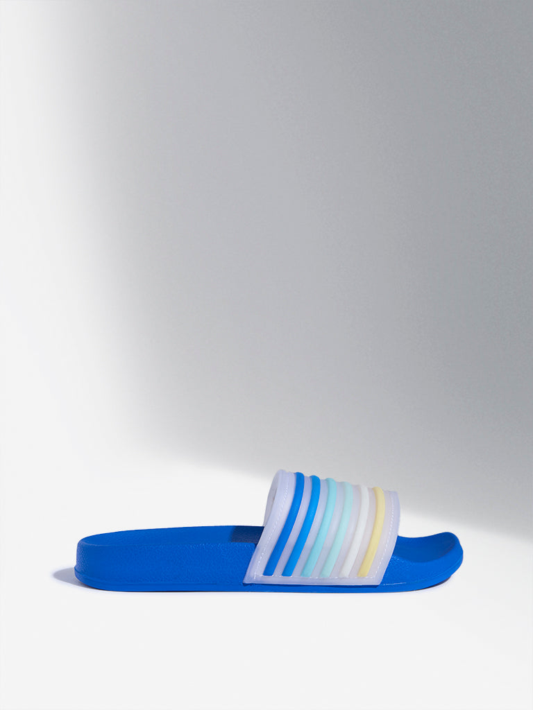 Yellow Kids Blue Striped Design Slides