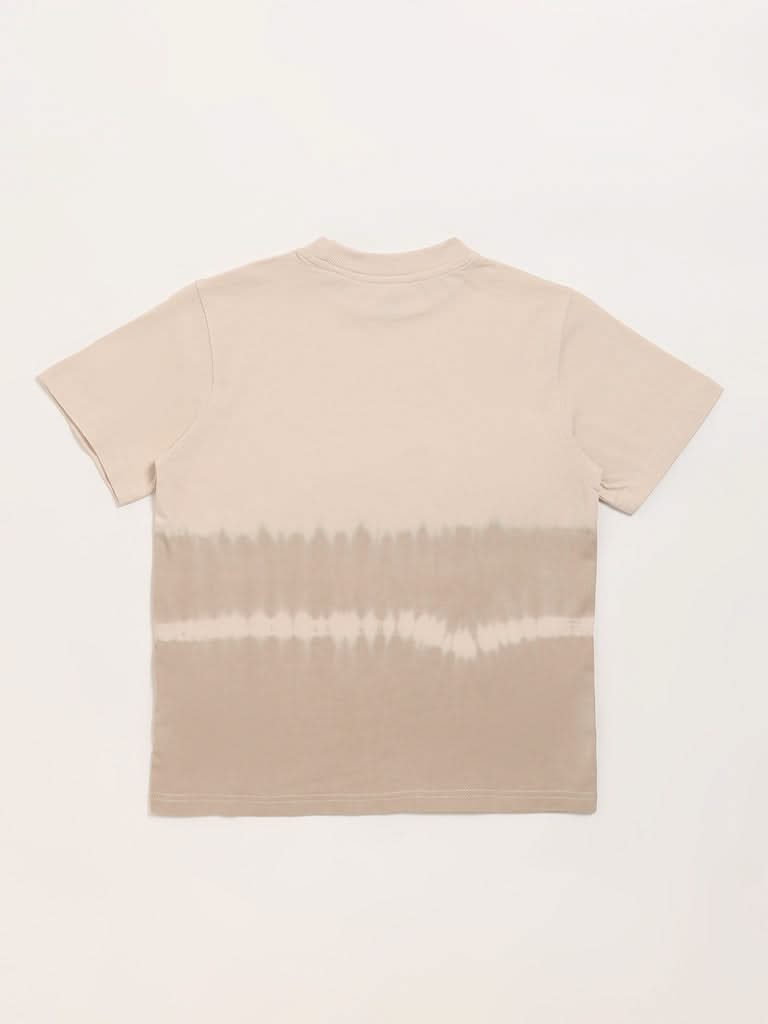 Y&F Kids Beige Printed T-Shirt