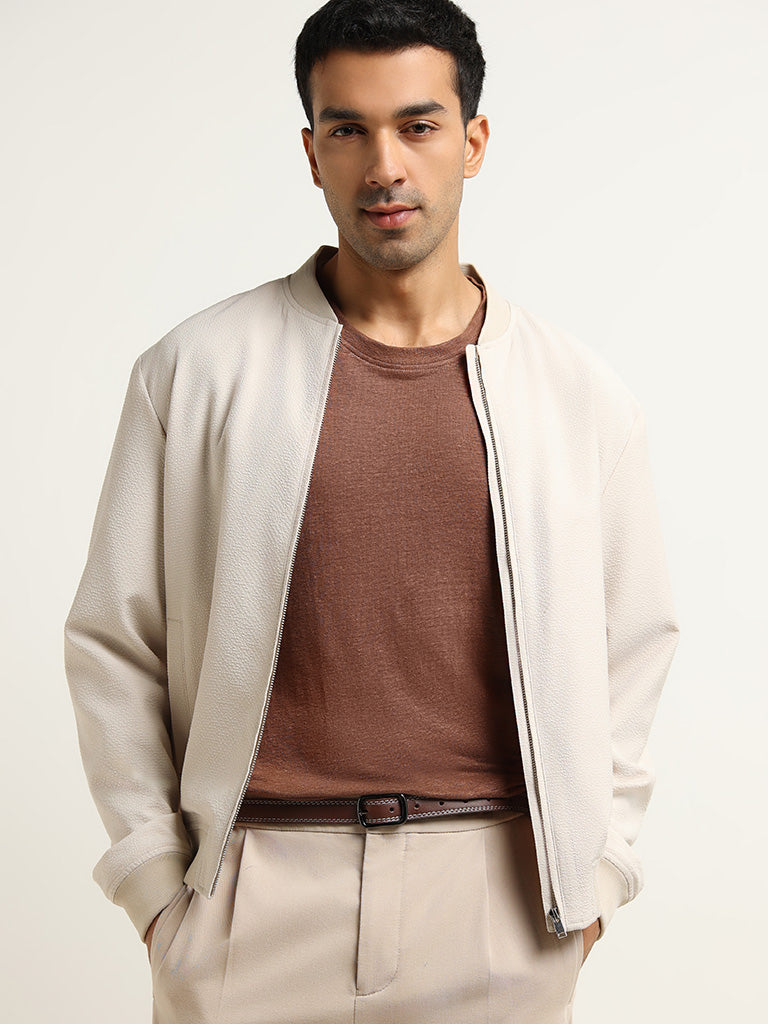 Ascot Brown Linen Solid Relaxed Fit T-Shirt