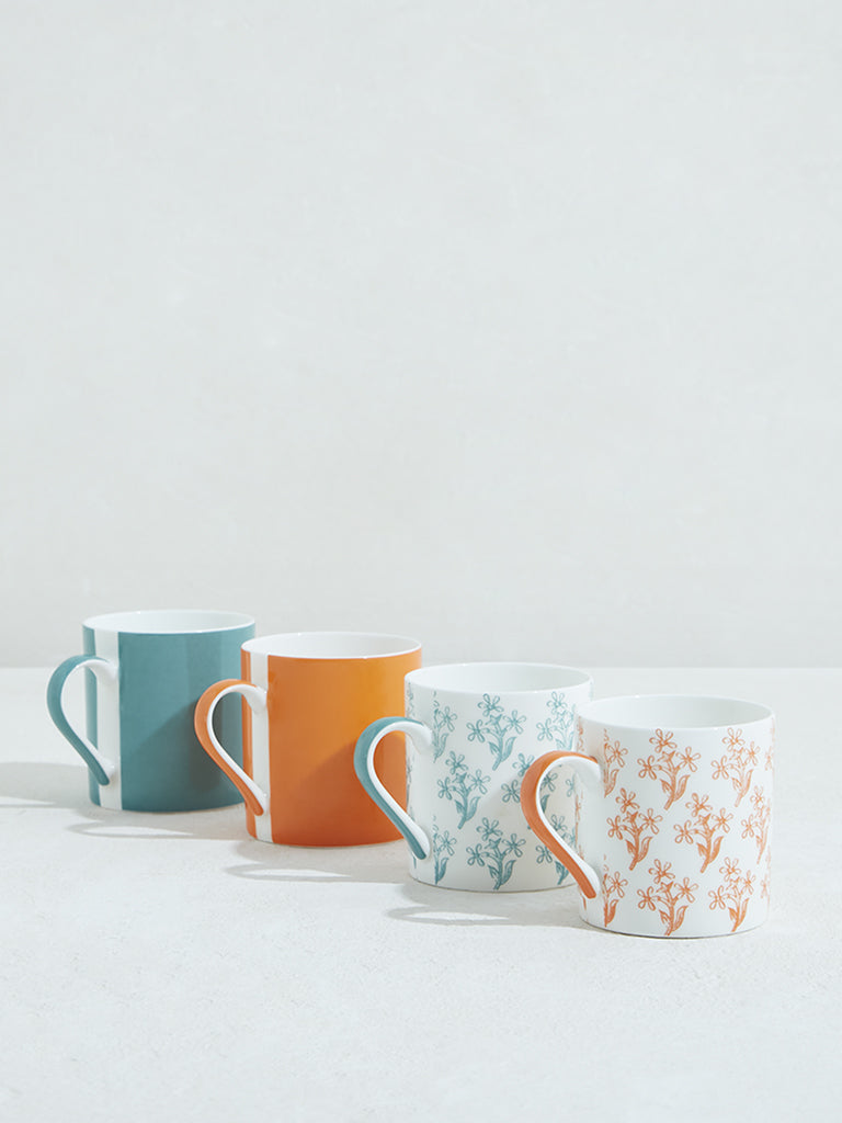 Westside Home Coral & Teal Mugs (Set of 4)