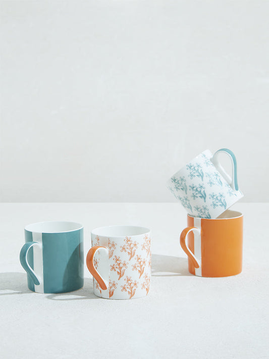 Westside Home Coral & Teal Mugs (Set of 4)