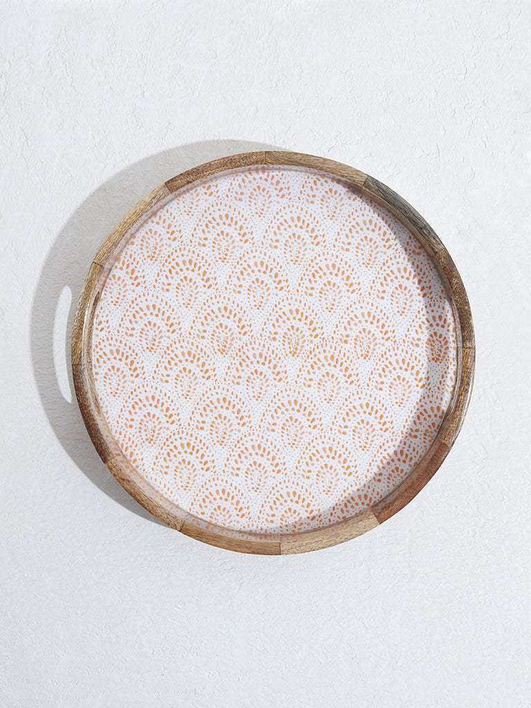 Westside Home Coral Boho Design Round Tray