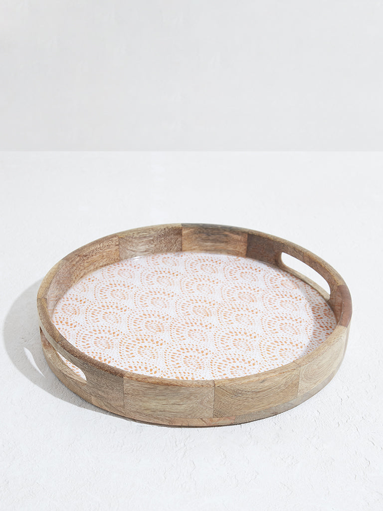 Westside Home Coral Boho Design Round Tray