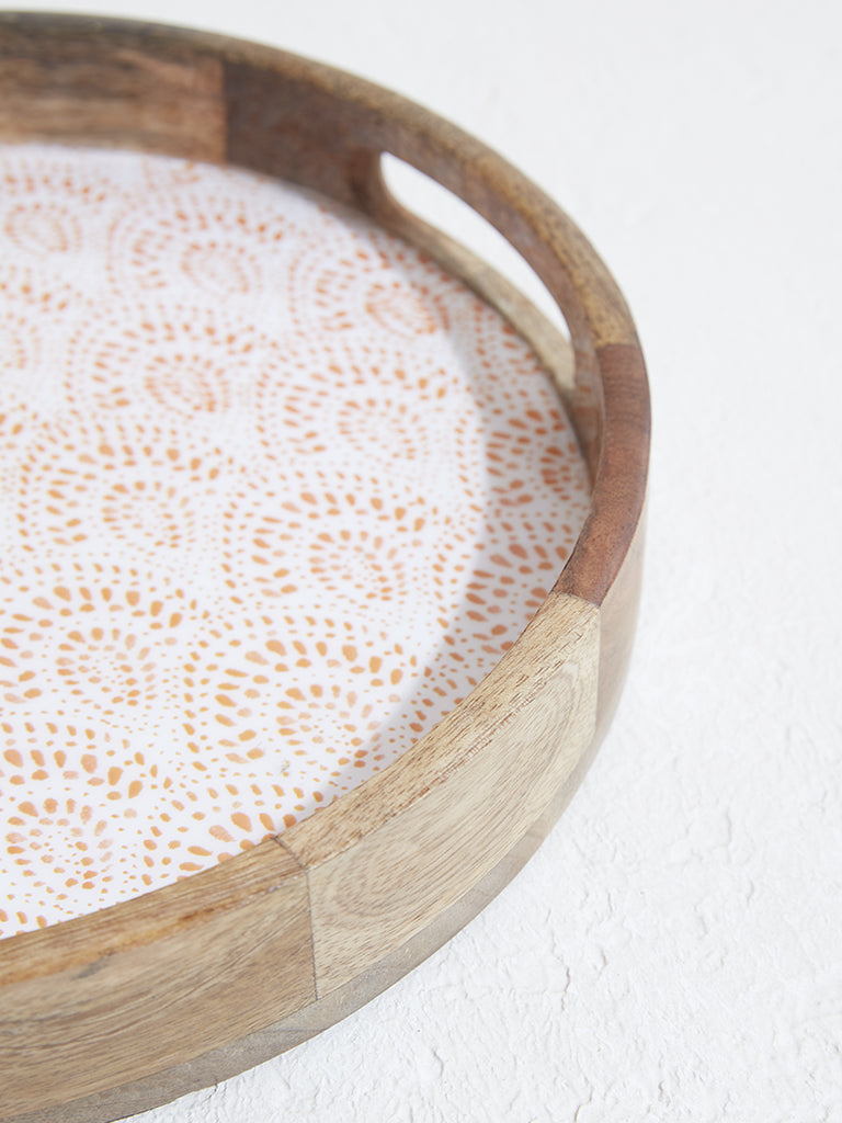 Westside Home Coral Boho Design Round Tray