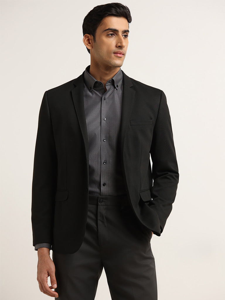 WES Formals Charcoal Cotton Slim Fit Shirt