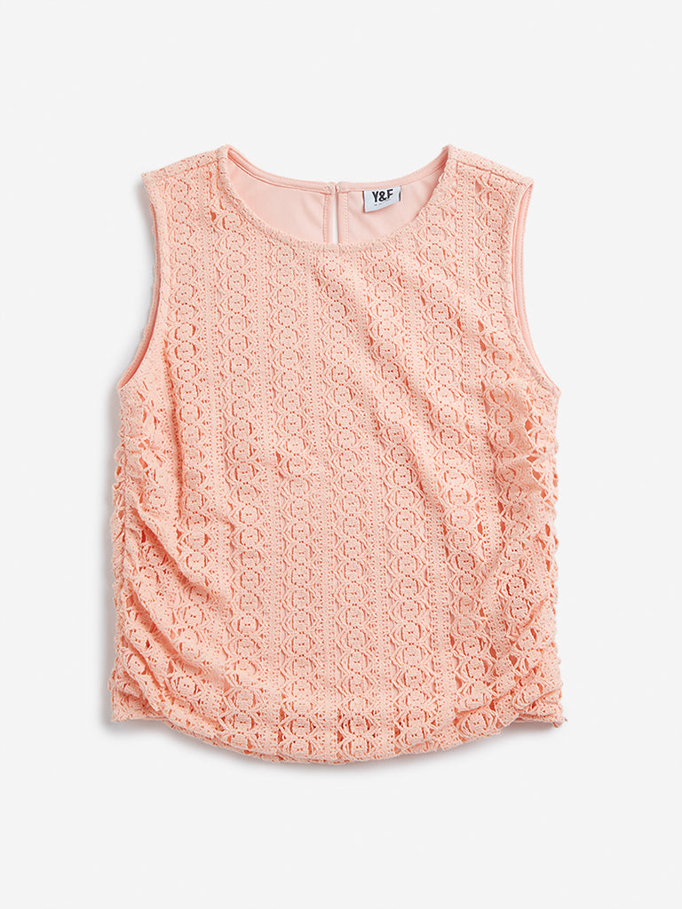 Y&F Kids Peach Self-Textured Top