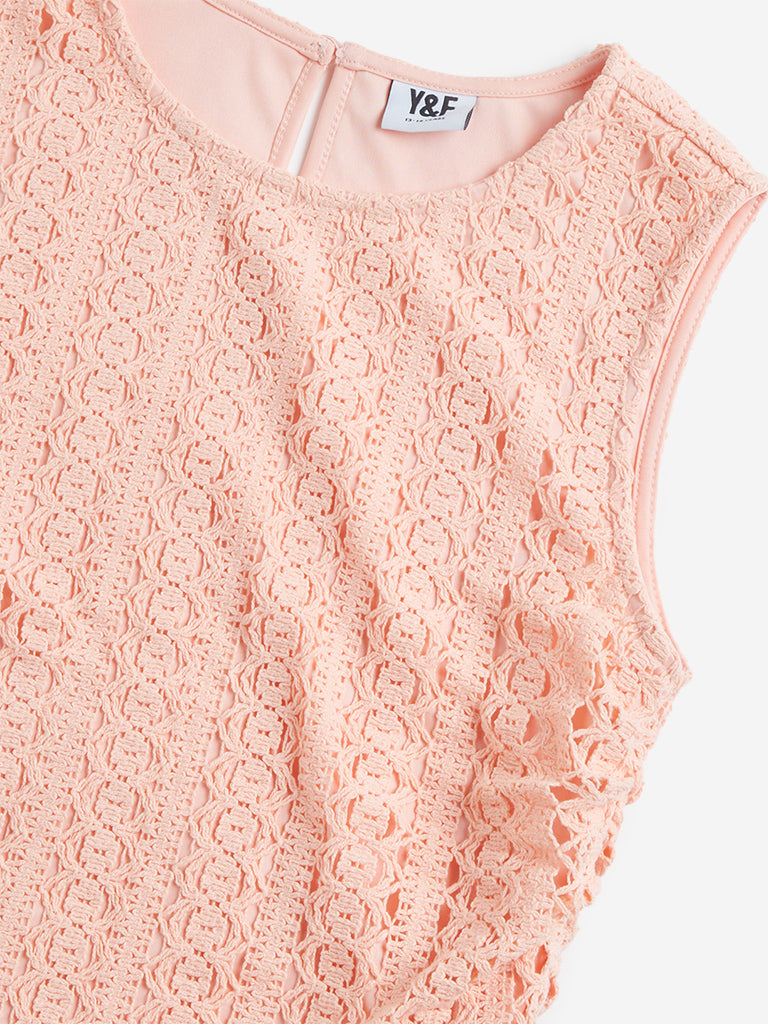 Y&F Kids Peach Self-Textured Top