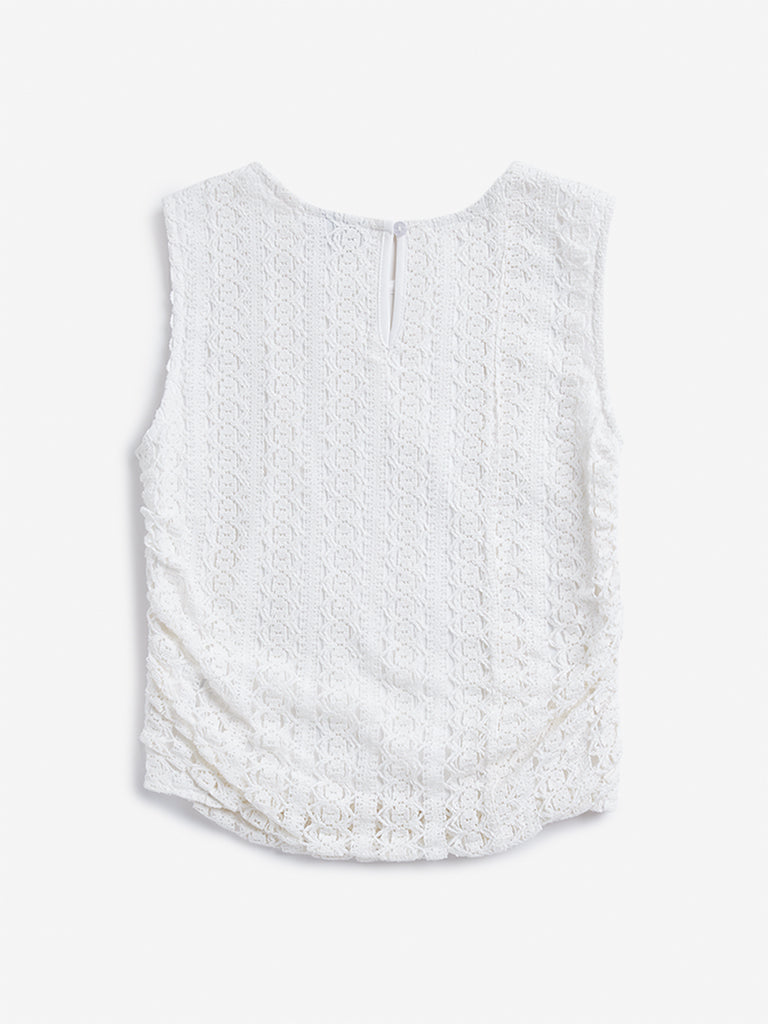 Y&F Kids White Self-Textured Top