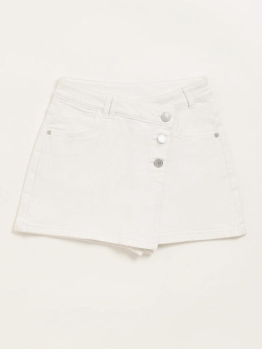 Y&F Kids White Denim Skorts