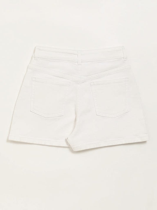 Y&F Kids White Denim Skorts