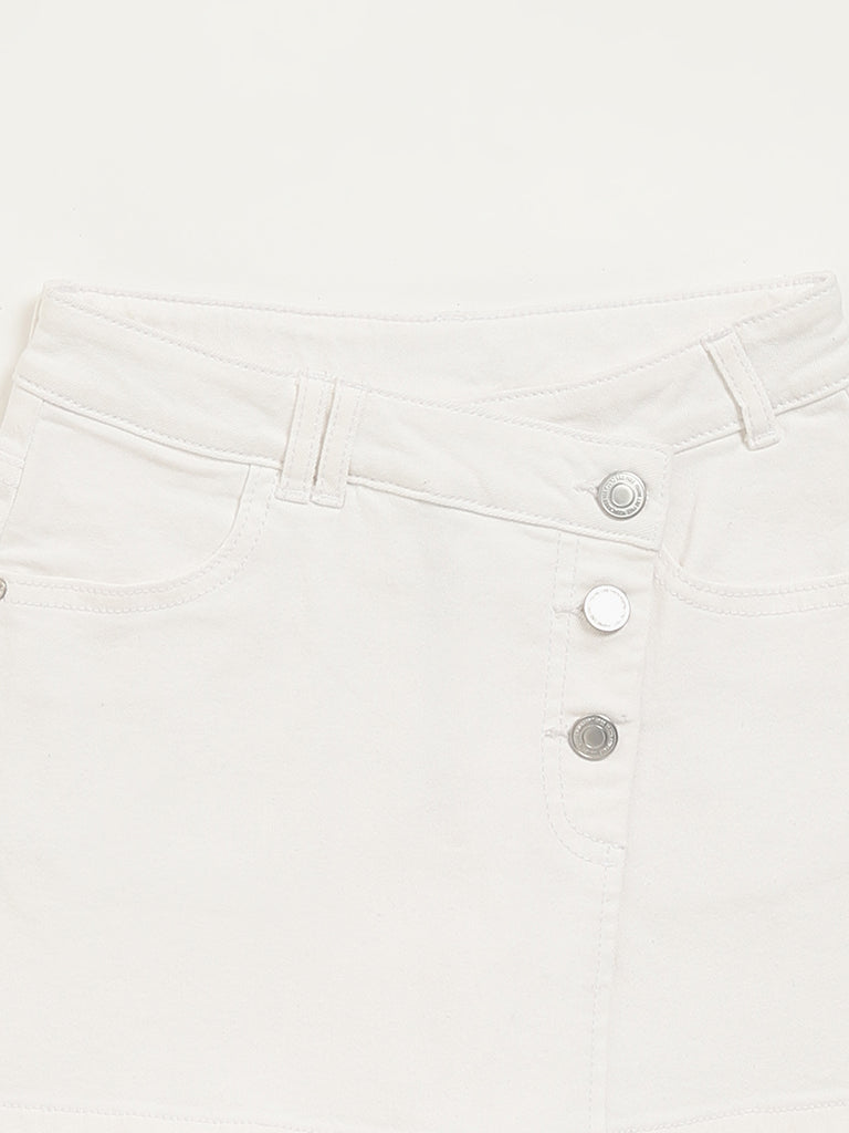 Y&F Kids White Denim Skorts