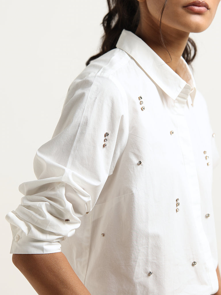 LOV White Embellished Shirt