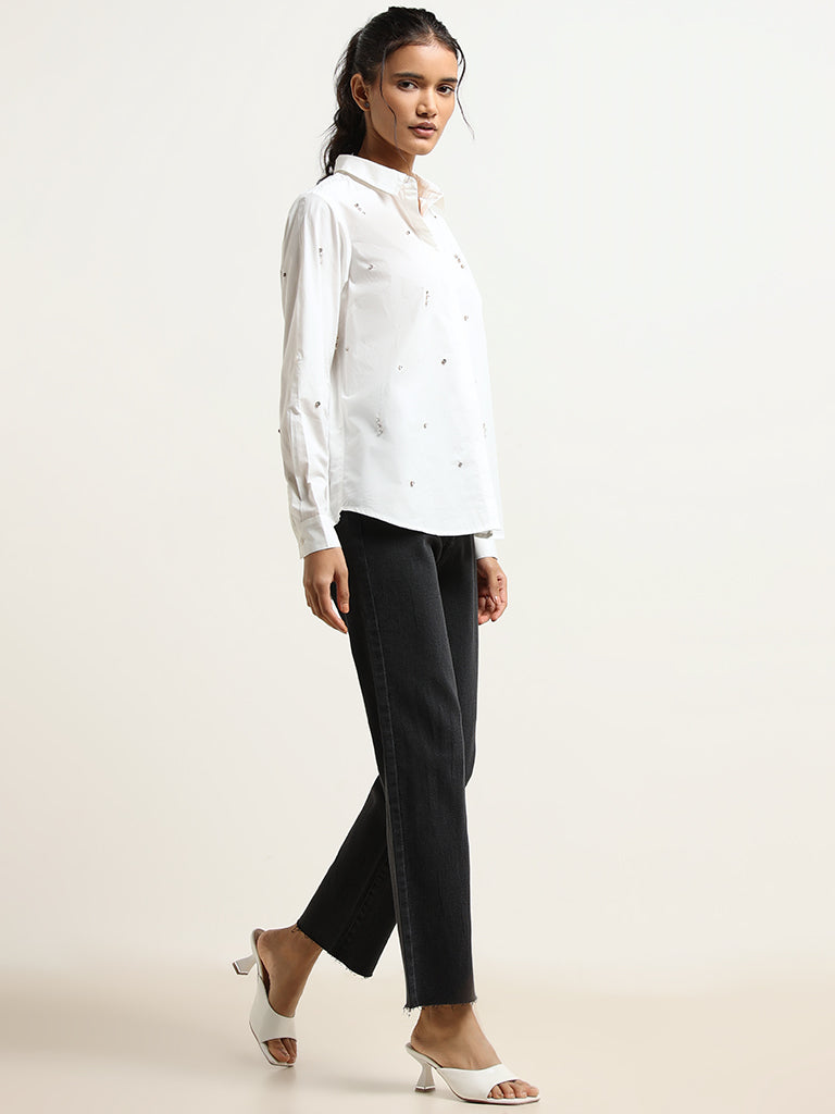 LOV White Embellished Shirt