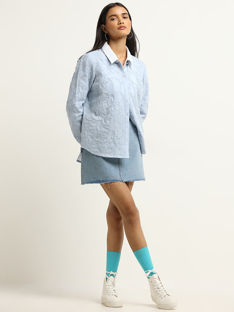 LOV Powder Blue Cotton Shirt