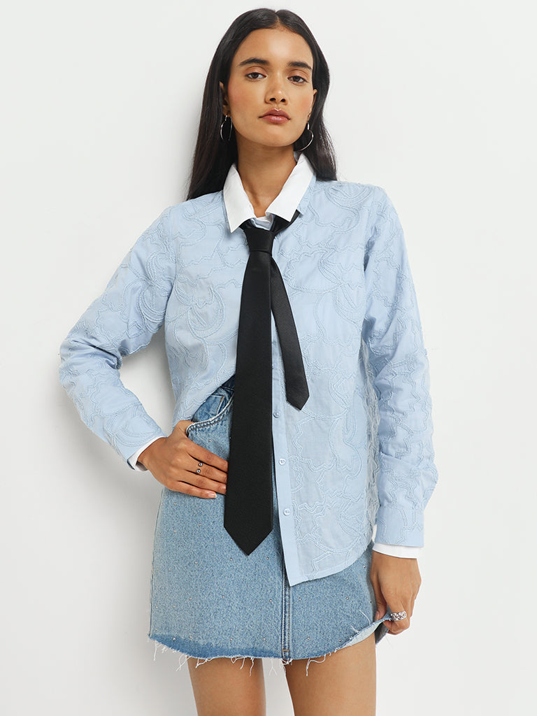 LOV Powder Blue Cotton Shirt