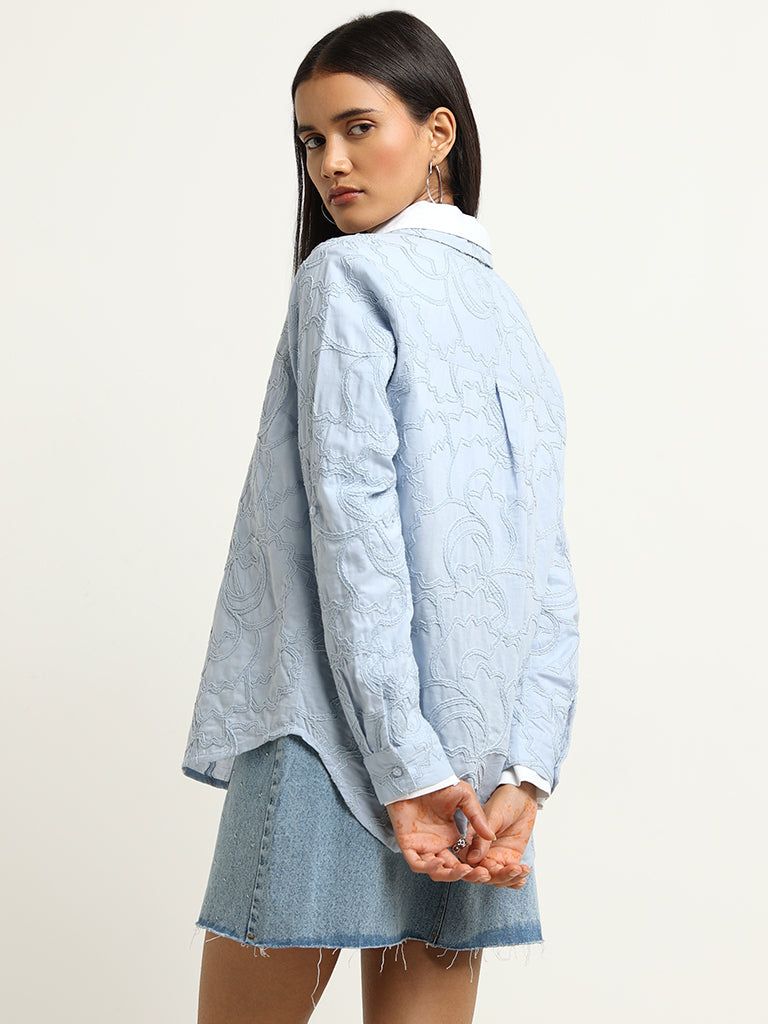 LOV Powder Blue Cotton Shirt