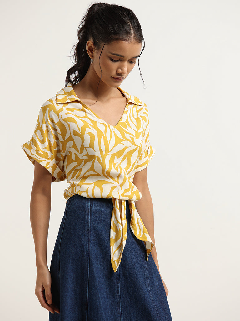 LOV Yellow Printed Top