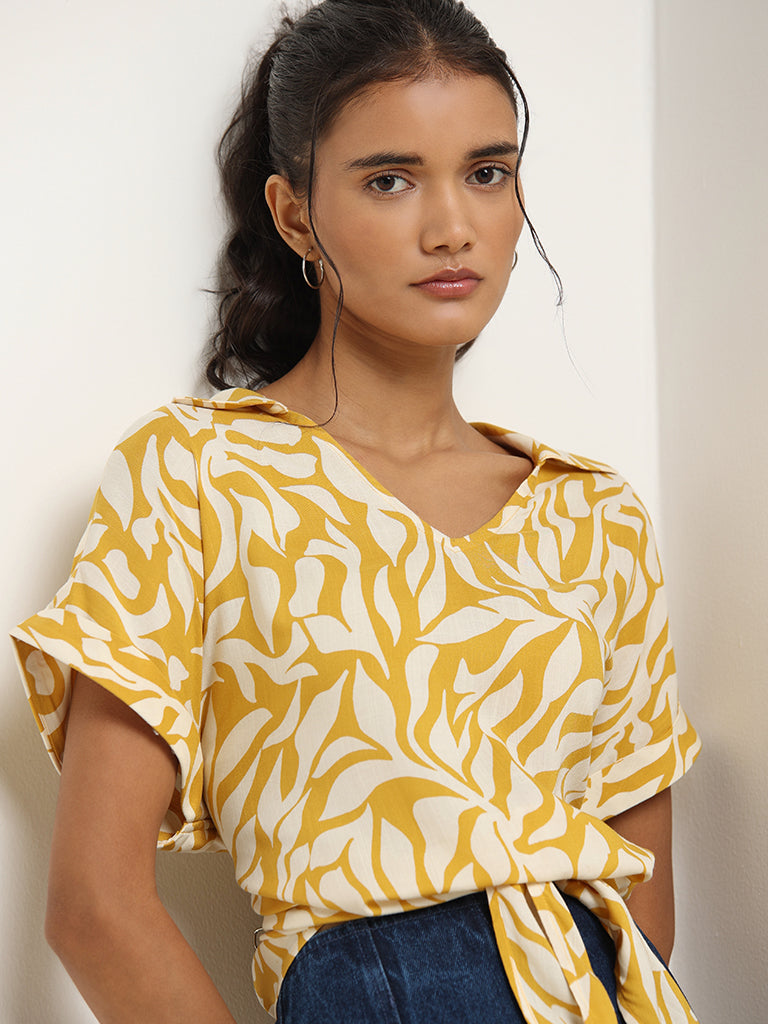 LOV Yellow Printed Top