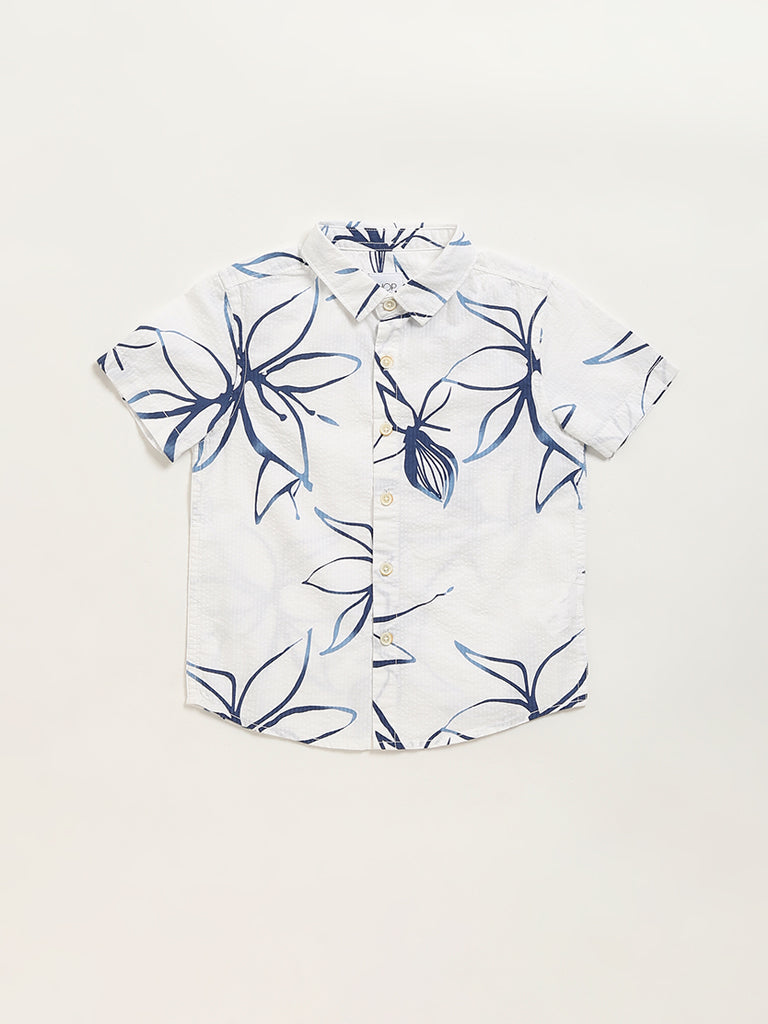 HOP Kids Blue Floral Print Shirt